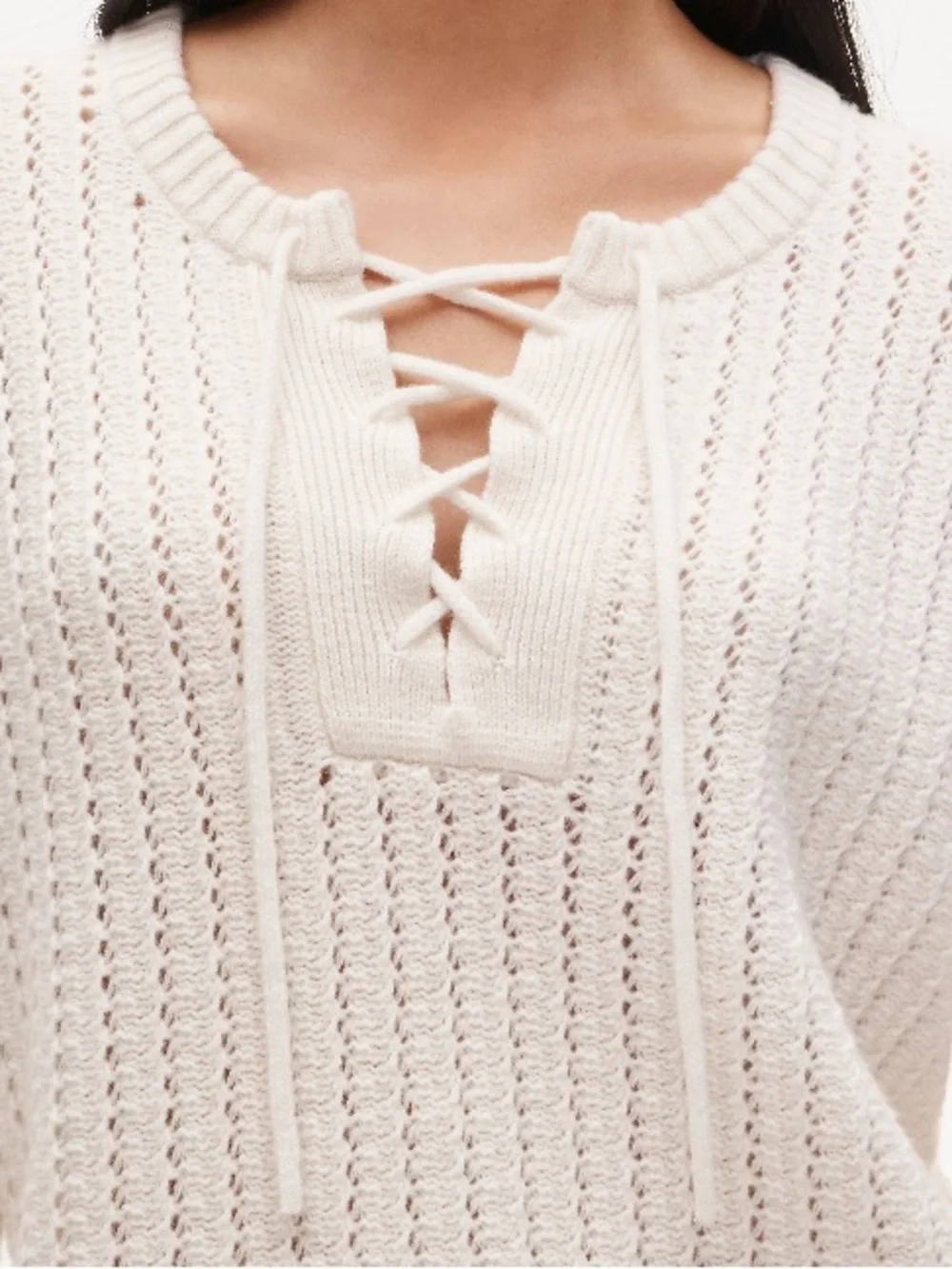 J.Crew Collection Cashmere lace-up pointelle tunic CT957